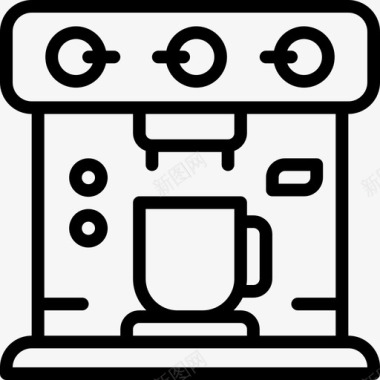 咖啡机餐厅元素5线性图标图标