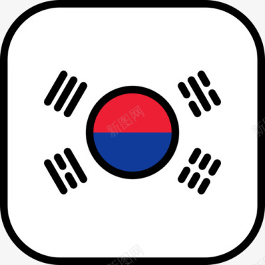 多彩方形韩国国旗收藏6圆形方形图标图标