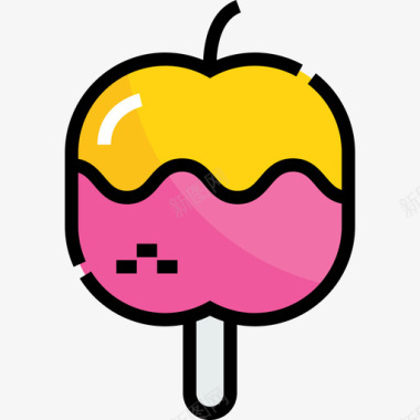 焦糖苹果马戏团15线性颜色图标图标