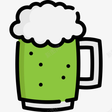 啤酒圣帕特里克第三天线性颜色图标图标