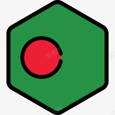 孟加拉国旗系列5六边形图标图标
