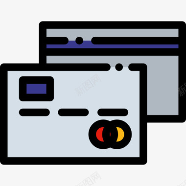 彩色涂鸦信用卡商业50线性彩色图标图标