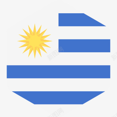 乌拉圭国际国旗2六边形图标图标