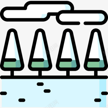 森林景观19线性颜色图标图标