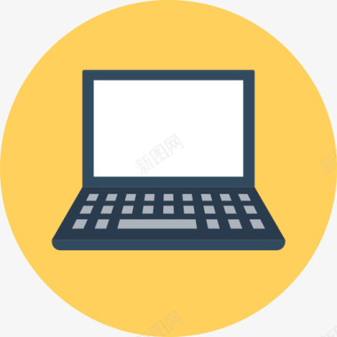 笔记本电脑商务办公室和互联网圆形图标图标