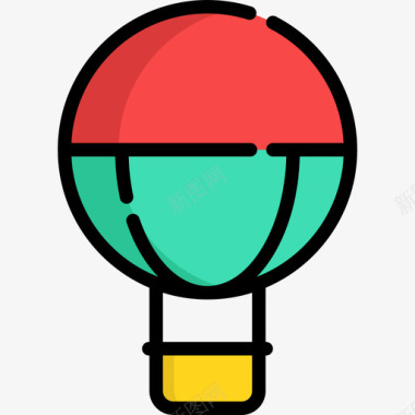 热气球暑假11线颜色图标图标