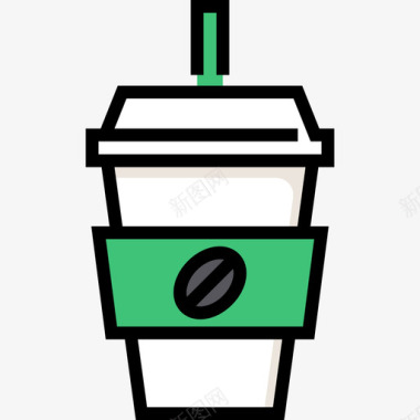 咖啡夏季食品饮料4线性颜色图标图标