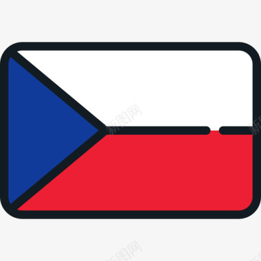 捷克共和国国旗系列4圆角矩形图标图标