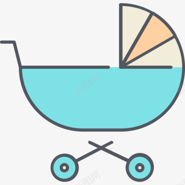 婴儿推车家庭3彩色图标图标