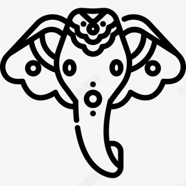 大象波西米亚风格3直线型图标图标
