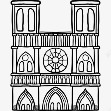 圣母院世界纪念碑2黑色图标图标