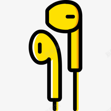 耳机连接器电缆4黄色图标图标