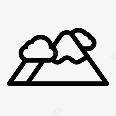 多云的山山峰天气图标图标