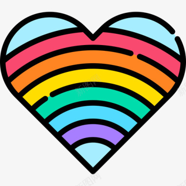艾滋病日标志心脏世界骄傲日线性颜色图标图标