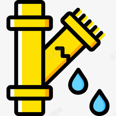 管道管道和水流4黄色图标图标