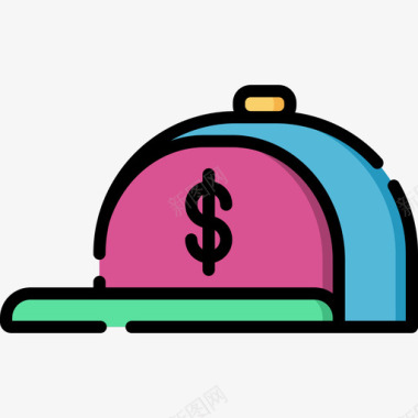 帽子嘻哈线性颜色图标图标