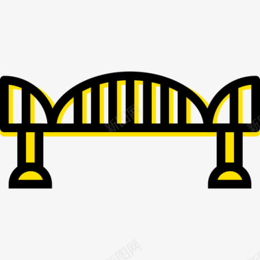 复古桥桥城市景观4黄色图标图标