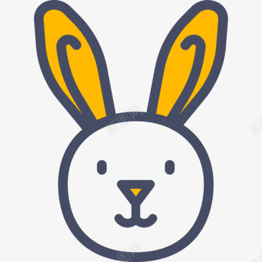兔子免抠素材复活节兔子复活节4线性颜色图标图标