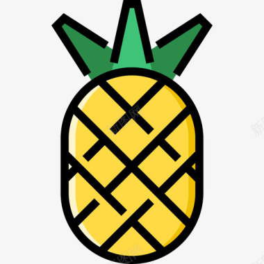 菠萝夏季食品饮料4线性颜色图标图标