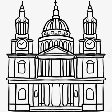 圣保罗大教堂世界纪念碑2黑色图标图标