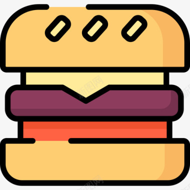 原色汉堡野餐6原色图标图标