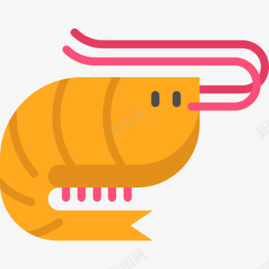 美味的虾虾海洋生物7扁平图标图标