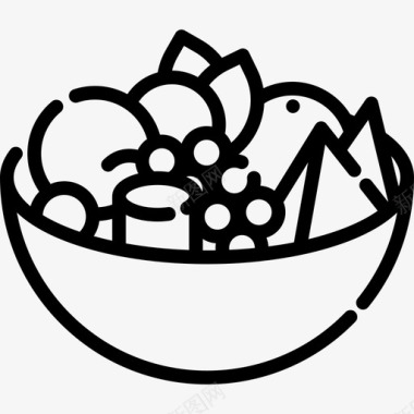 水果沙拉夏季食品饮料3线性图标图标