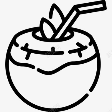 椰子夏季食品饮料3线性图标图标