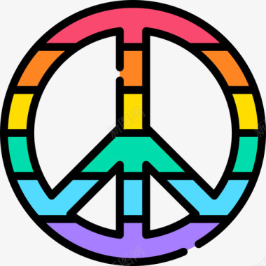 和平世界骄傲日线性颜色图标图标