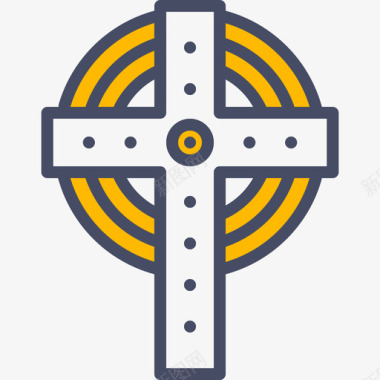 十字架复活节5线形颜色图标图标