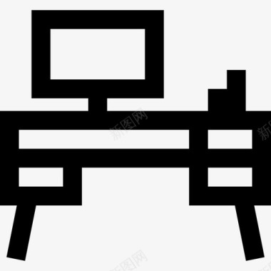 办公室人员办公桌文具和办公室3间直线型图标图标