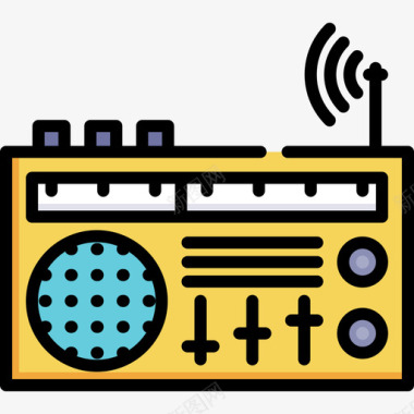 彩色六面体收音机多媒体13线性彩色图标图标