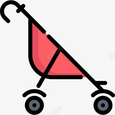 婴儿车幼儿园8线性颜色图标图标