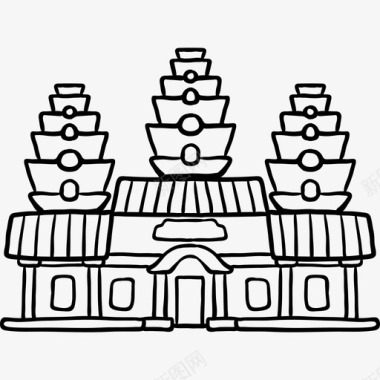 吴哥窟世界古迹2黑色图标图标