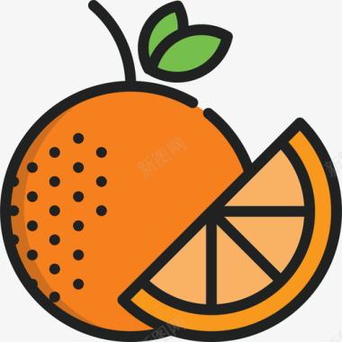 橙色健身5线性颜色图标图标
