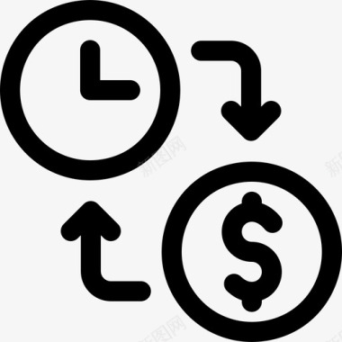 时间就是金钱时间管理5线性图标图标