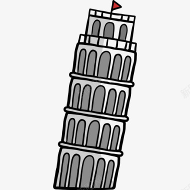 比萨斜塔世界纪念碑色彩图标图标