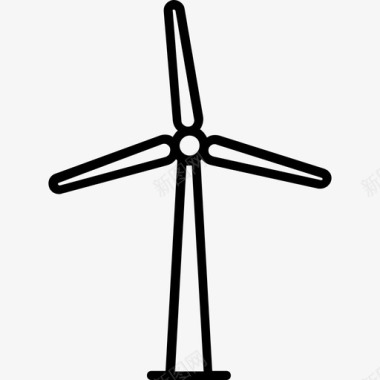 风车绿色能源直线型图标图标
