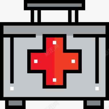 急救标志急救箱消防队4线性颜色图标图标