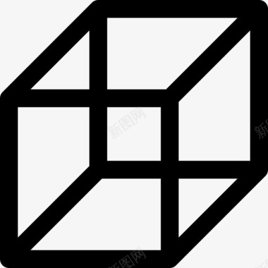立方体数学符号线性图标图标
