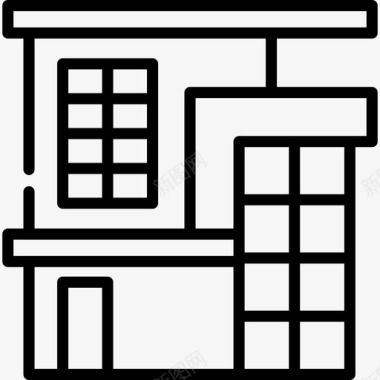 现代住宅房屋类型3线性图标图标