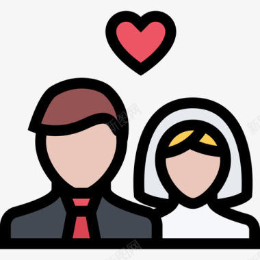 新婚夫妇爱情5色彩图标图标