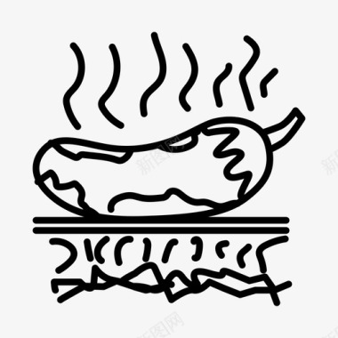 烤茄子烧烤烹饪图标图标