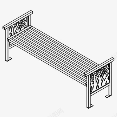 公园场景长凳公园放松图标图标