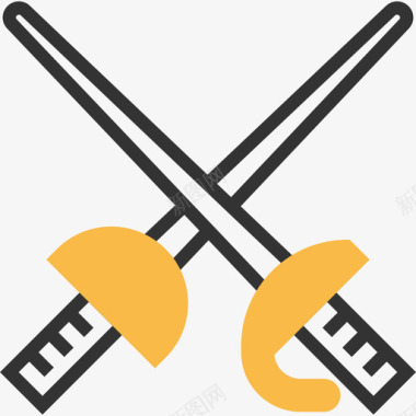 运动小人图标矢量素材击剑运动器材2黄影图标图标