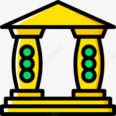 半圆拱门拱门建筑6黄色图标图标