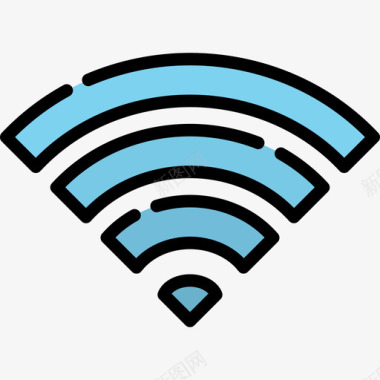 Wifi电子和网络元素集合2线性颜色图标图标