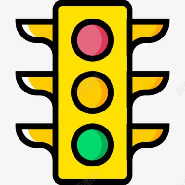 红绿灯城市景观4黄色图标图标