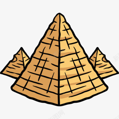 金字塔世界的纪念碑色彩图标图标
