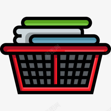 洗衣图标洗衣篮家用家具线性颜色图标图标